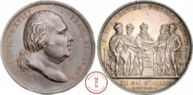 Russie, Louis XVIII, Paix de Paris, Médaille, 1814, Paris, Av. LVDOVICVS . XVIII FRANC . ET . NAV . REX, Tête à droite, Rv. IMPERIA . LEGITIMA . FOEDE...