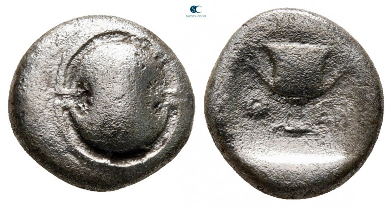 Boeotia. Federal Coinage circa 395-340 BC. 
Hemidrachm AR

11 mm, 2,38 g

...