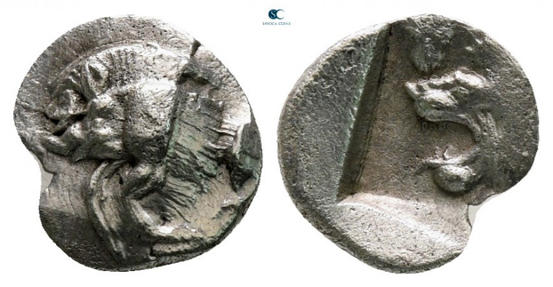 Mysia. Kyzikos circa 525-475 BC. 
Hemiobol AR

9 mm, 0,39 g



very fine