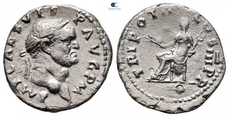 Vespasian AD 69-79. Rome
Denarius AR

17 mm, 3,01 g



very fine