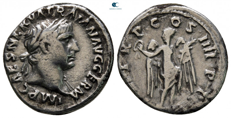 Trajan AD 98-117. Rome
Denarius AR

17 mm, 3,19 g



nearly very fine