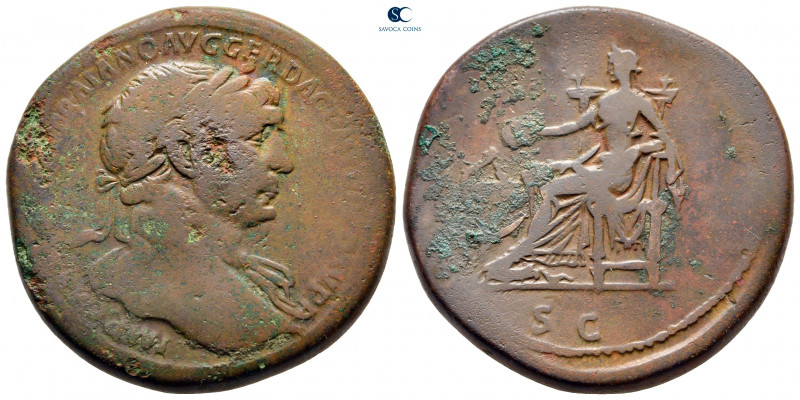Trajan AD 98-117. Rome
Sestertius Æ

34 mm, 29,41 g



nearly very fine