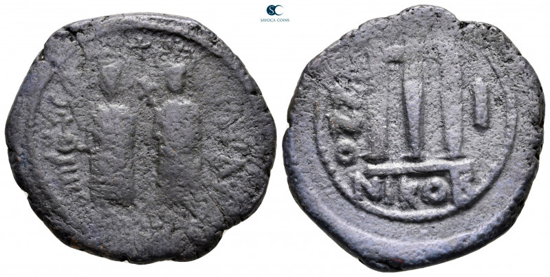 Phocas, with Leontia AD 602-610. From the Tareq Hani collection. Nikomedia
Foll...
