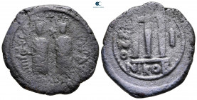 Phocas, with Leontia AD 602-610. From the Tareq Hani collection. Nikomedia. Follis or 40 Nummi Æ