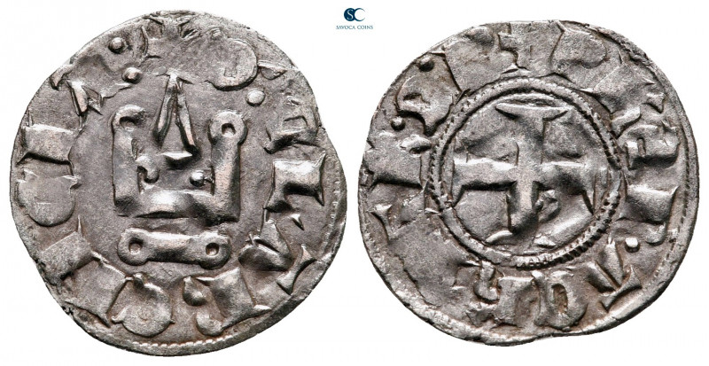 Philippe de Taranto AD 1307-1313. Glarenza 
Denier Tournois BI

19 mm, 0,86 g...