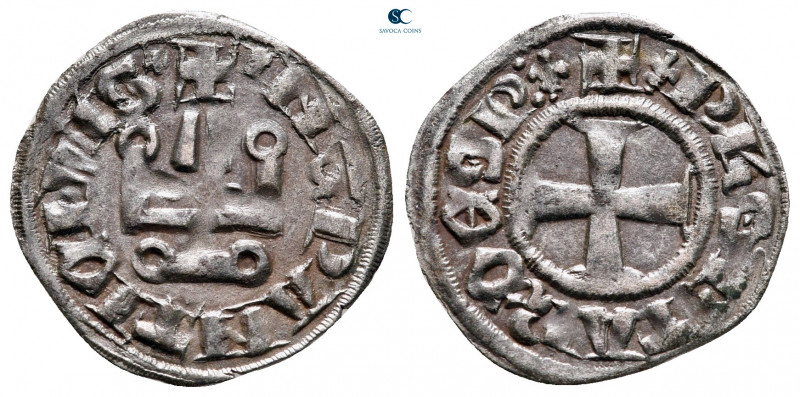 Philippe de Taranto AD 1307-1313. Lepanto 
Denier Tournois BI

19 mm, 0,78 g...