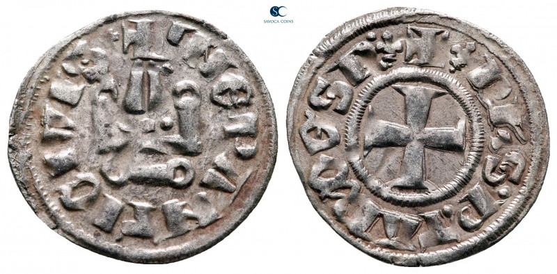 Philippe de Taranto AD 1307-1313. Lepanto 
Denier Tournois BI

19 mm, 0,84 g...