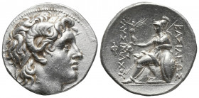 Greek
Kings of Thrace, Lysimachos AR Tetradrachm. Smyrna, 287-281 BC. Diademed head of the deified Alexander right, with horn of Ammon / Athena Nikeph...
