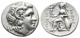 Greek
Kings of Thrace, Lysimachos AR Drachm. Ephesos, circa 294-287 BC. Diademed head of the deified Alexander right, with horn of Ammon / Athena Nike...