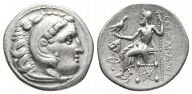 Greek
Kings of Thrace, Lysimachos AR Drachm. In the name and types of Alexander III of Macedon. Kolophon, circa 301-297 BC. Head of Herakles right, we...