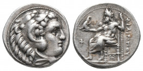 Greek
Kingdom of Macedon, Philip III Arrhidaios AR Drachm. Struck under Menander or Kleitos, in the name and types of Alexander III. Sardes, circa 323...