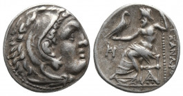 KINGS OF MACEDON. Alexander the Great, 336-323 B.C.Drachm, 310-301 B.C. 'Teos' . Herakles head r. clad in lion's skin. Rv. Zeus enthroned l. holding s...