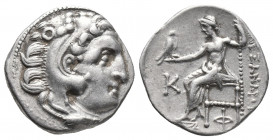 Greek
kINGS of MACEDON. Alexander III 'The Great'. 336-323 BC. AR DrachmKolophon mint. Struck 310-301 BC.Head of Herakles right, wearing lion's skin h...