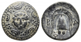 Greek
KINGS OF MACEDON. Philip III Arrhidaios (323-317 BC). Ae 1/2 Unit. Salamis.Obv: Macedonian shield with gorgoneion on boss.Rev: B - A.
Macedonian...