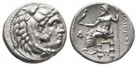 Greek
Kingdom of Macedon, Philip III Arrhidaios AR Drachm. In the name and types of Alexander III. Sardes, 323-319 BC. Head of Herakles to right, wear...