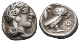 Greek
ATTICA. Athens. Circa 449-404 BC. AR Drachm . Head of Athena to right, wearing crested Attic helmet adorned with olive leaves and an upwardly tu...