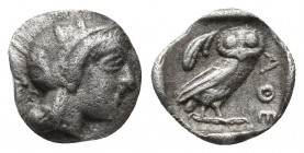 Greek
ATTICA, Athens. Circa 454-404 BC. AR Obol . Helmeted head of Athena right, with frontal eye / Owl standing right, head facing; olive spray to le...