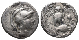 Greek
ATTICA, Athens. Circa 165-42 BC. AR Hemidrachm New Style coinage. Mene(d)–, Epi(geno)–, and Lys(an)– magistrates. Struck 125/4 BC. Helmeted head...