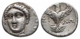 Greek 
PAPHLAGONIA. Sinope. AR Trihemiobol. Circa 330-300 BC. Obv: Head of nymph Sinope three-quarters facing, turned slightly to left. Rev: Eagle sta...