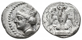 Greek
PONTOS, Amisos (as Peiraieos). Circa 435-370 BC. AR Drachm . Persic standard. Kte–, magistrate. Head of Hera left, wearing ornate stephanos, tri...