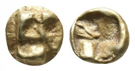 Greek
IONIA, Uncertain. Circa 625-600 BC. EL Myshemihekte – Twenty-fourth Stater . Phokaic standard. Raised clockwise swastika pattern / Quadripartite...