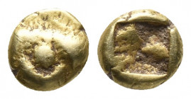 Greek
IONIA, Phokaia. Circa 625/0-522 BC. EL Hemihekte – 1/24 Stater. . Head of seal left / Incuse square. 
Weight: 0.67 g Diameter: 5.9 mm