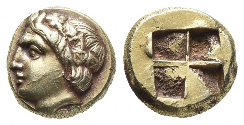 Greek
Ionia, Phokaia EL Hekte. Circa 377-326 BC. Head of Pan to left, wreathed i...