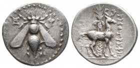 Greek
IONIA, Ephesos. Circa 202-150 BC. AR Drachm Bee with straight wings / Stag standing right before palm; magistrate [ER]MOTREF[HS] .
 Weight: 4.25...