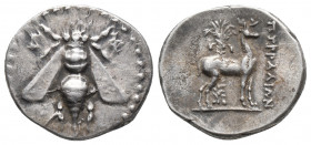 Greek
IONIA, Ephesos. Circa 202-150 BC. AR Drachm Bee with straight wings / Stag standing right before palm; magistrate unknown.
 Weight: 4.25 g Diame...
