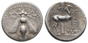 Greek
IONIA, Ephesos. Circa 202-150 BC. AR Drachm Kalligenes, KAΛΛIΓENHΣ magistrate. Bee / Stag standing right; palm tree in background.
 Weight: 4.22...