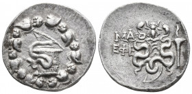 Greek
IONIA, Ephesos. Circa 180-67 BC. AR Tetradrachm Cistophoric type. Dated CY 41 94/3 BC. Cista mystica with serpent; all within ivy wreath / Bow-c...