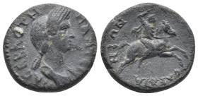 Roman Provincial
LYDIA, Sardis. Plotina. Augusta, AD 105-123. Ae . Draped bust right / Pelops on horseback right, brandishing whip. RPC III 2397. Good...