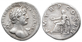 Roman Imperial 
Hadrian 117-138. Ar Denarius. Rome. IMP CAESAR TRAIAN HADRIANVS AVG.Laureate webbed bust right. PM TR P COS III Concordia seated left ...