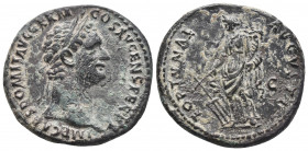 Roman Imperial
Domitian. AD 81-96. Ae As . Rome mint. Struck AD 85. Laureate bust right, wearing aegis / Fortuna standing left, holding rudder and cor...