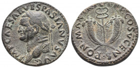 Roman Imperial
Vespasian AD 69-79, AE Irregular Dupondius, Rome 74; AE IMP CAESAR VESPASIANVS AVG, laureate head l., Rv. PON MAX TR POT P P COS V CENS...