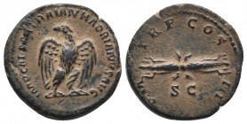 ROMAN IMPERIAL
Hadrian Ae Semis. Rome, AD 121-123. IMP CAESAR TRAIAN HADRIANVS AVG, eagle standing facing slightly right, head left, with wings displa...