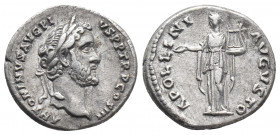 Roman Imperial
Antoninus Pius AR Denarius. Rome, AD 140-143. ANTONINVS AVG PIVS P P TR P COS III, laureate head to right / APOLLINI AVGVSTO, Apollo st...