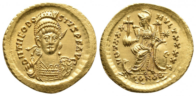 Roman Imperial
Theodosius II AV Solidus. Constantinople, AD 441-450. D N THEODOS...