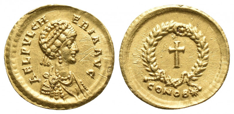 Roman Imperial
Aelia  Pulcheria. Augusta, AD 423-460. AV Tremissis . Constantin...