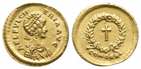 Roman Imperial
Aelia  Pulcheria. Augusta, AD 423-460. AV Tremissis . Constantinople mint. Struck under Theodosius II, circa AD 430-440. AEL EVDO CIA ...