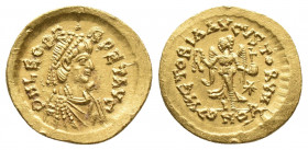Roman Imperial
Leo I AV Tremissis. Constantinople, AD 462-466. D N LEO PERPET AVG, pearl-diademed, draped and cuirassed bust to right / VICTORIA AVGVS...