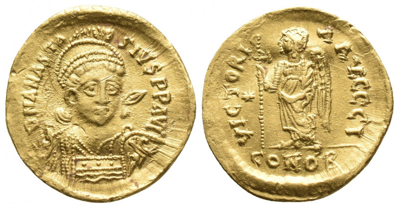 Byzantine
Anastasius I AV Solidus. Constantinople, AD 498-518. D N ANASTASIVS P ...