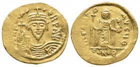 Byzantine
Phocas, 602-610. AV Solidus , Constantinopolis, 607-610. δ N FOCAS PERP AVI Draped and cuirassed bust of Phocas facing, wearing crown surmou...