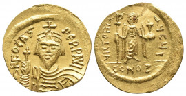 Byzantine
Phocas, 602-610. AV Solidus , Constantinopolis, 607-610. δ N FOCAS PERP AVI Draped and cuirassed bust of Phocas facing, wearing crown surmou...