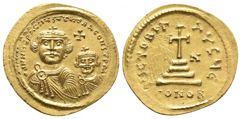 Byzantine
Heraclius, with Heraclius Constantine, AV Solidus. Constantinople, cir...