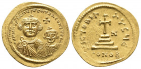 Byzantine
Heraclius, with Heraclius Constantine, AV Solidus. Constantinople, circa AD 613-616. ∂∂ NN ҺЄRACLIVS ЄƮ ҺЄRA CONSƮ PP AV, facing busts of He...