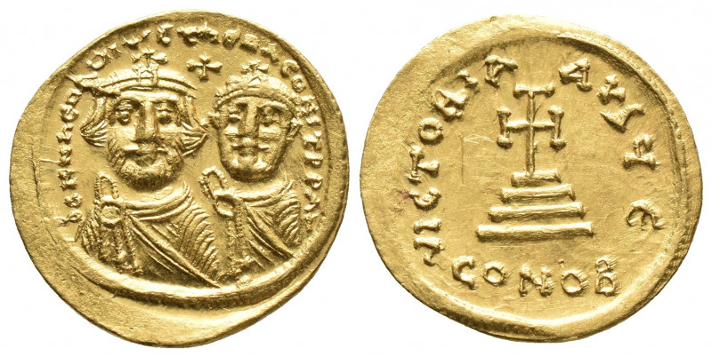 Byzantine
Heraclius, with Heraclius Constantine. 610-641. AV Solidus Constantino...