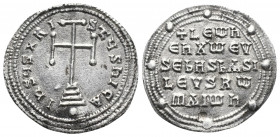 Byzantine
Leo VI, The Wise, 886-912 AD. Miliaresion . 886-908 AD Mzst. Constantinople. Obv.: IhSVS XRI-STVS nICA, step cross on globe. Back: Within th...