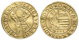 Medieval & world coins
EUROPE, HUNGARY
Ferdinand I., 1526 - 1564.Ducat 1552. Mzst. Kremnitz. below the bindig shield. / Standing saint. 3.56 g. Huszár...