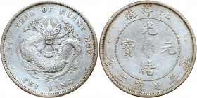 Chinese Provinces: Chihli. Dollar, Year 34 (1908). EF